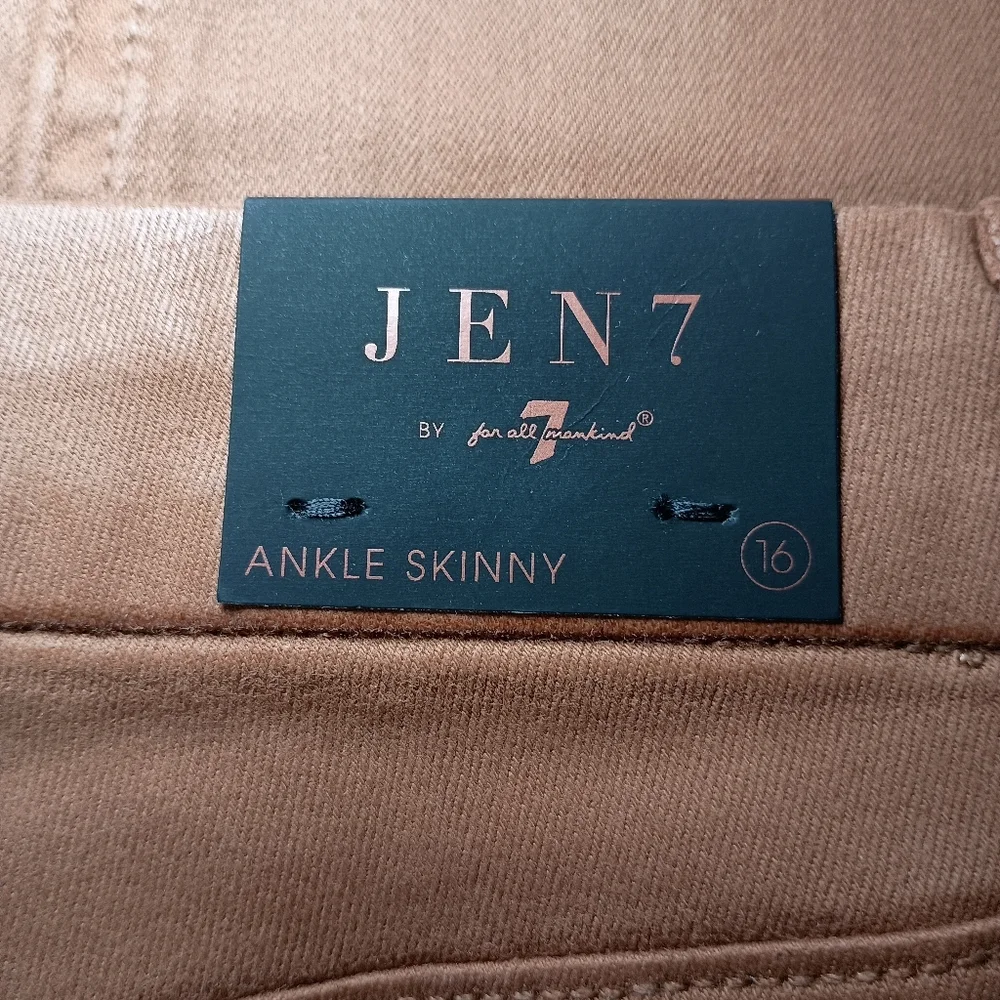 7 for All Mankind High Waist Ankle Skinny in Coated Amber Size 16